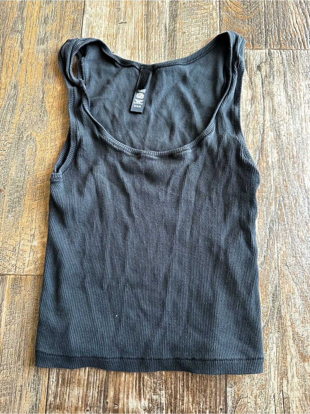 Skims Dark Grey Fitted Ribbed Stretch Comfy Pajama Lightweight Tank Top Womens M
